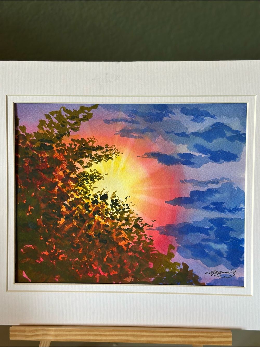 Handmade New Watercolor Painting: Fall Sun